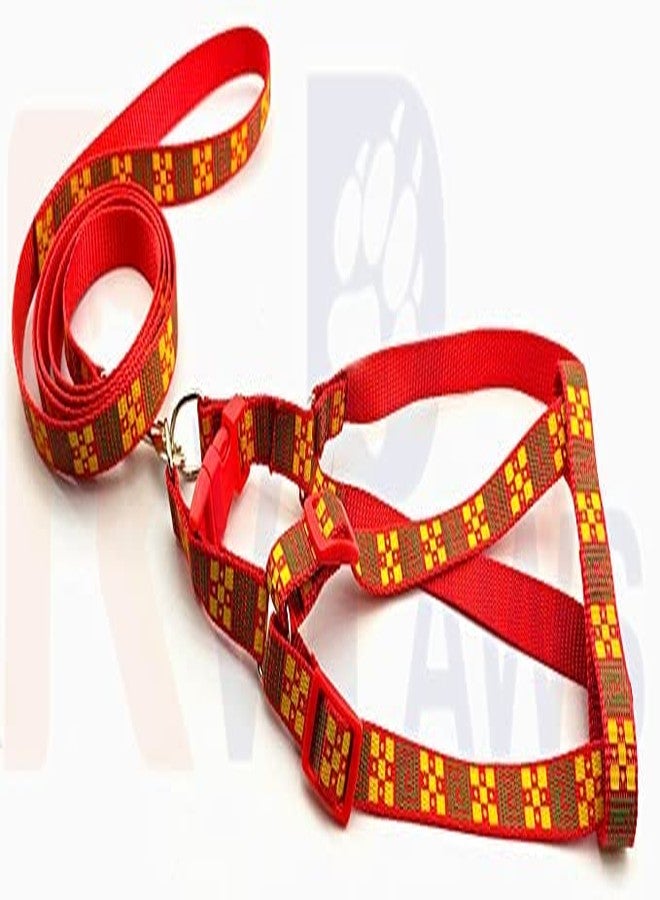 Pups&Pets طقم سرج ومقود قابل للتعديل من النايلون الناعم المطبوع من Pups&Pets، مناسب للجراء والقطط والقطط الصغيرة - (15 مم، أحمر) صغير - Image 5